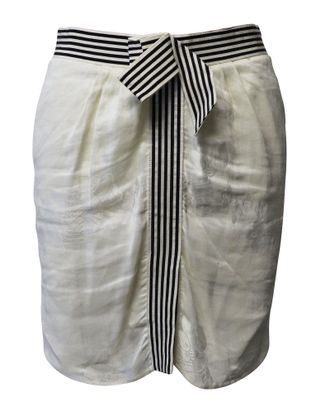 Armani Emporio Armani Floral Motif Skirt in White Linen