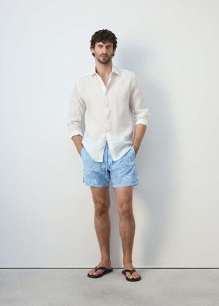 Mango Costume da bagno stampa laccio celeste - Uomo - XS - MANGO MAN