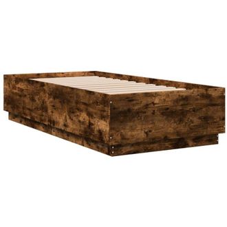 vidaXL Estructura de cama madera de ingeniería roble ahumado 90x190 cm vidaXL