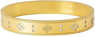 Adornia Adornia 18K Plated Stainless Steel Cz Clover Bangle Bracelet