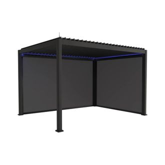 Sweeek P&eacute;rgola bioclim&aacute;tica 3x4m el&eacute;ctrica led + 1 toldo de 3m + 1 toldo de