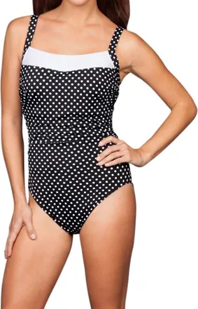 Miraclesuit Dippin Dots Kara Underwire One Piece Swimsuit - Plus In Black/ White