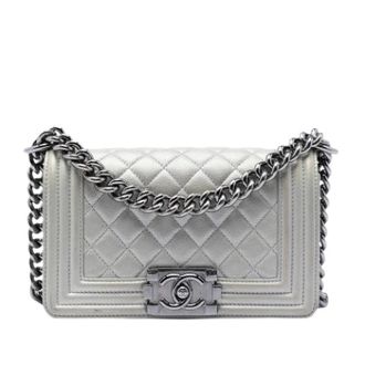 Chanel Pre-owned Vintage Gewatteerde Caviar Crossbody Tas - Dames - Pre-owned - Grijs - Maat: ONE Size Leer
