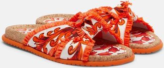 Dolce & Gabbana Majolica fringed brocade slides