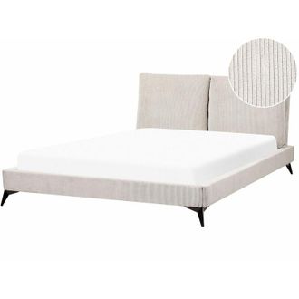 Beliani Beliani - Letto imbottito moderno in velluto a coste beige 160 x 200 cm Melle