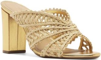 Arezzo Ciara Block Heel Sandal in Natural Gold at Nordstrom, Size 9.5