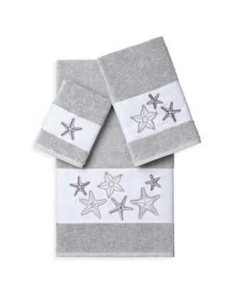 Linum Home Textiles Lydia Turkish Cotton 3Pc Embellished Towel Set