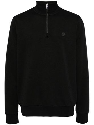 BOSS Sweater met logopatch - Zwart