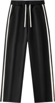 Generic Mens Casual Pants with Striped Webbing Comfortable Lightweight Joggers for Daily Wear Outdoor Sports and Leisure Activities (Black, XXXXL)