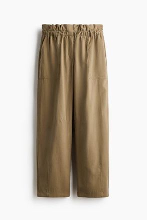H&M Barrel Paper Bag Trousers in Light Khaki Green at Nordstrom, Size 12
