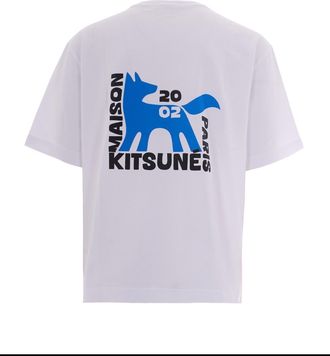 Maison Kitsun&eacute; Mens T-Shirt Gallery Fox White Organic Cotton T-Shirts And Polos