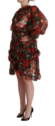 Dolce & Gabbana Womens Multicolor Red Floral Silk Long Maxi Dress