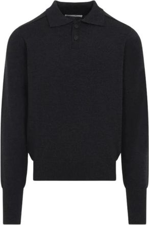 STUDIO NICHOLSON Sark Knit Polo - Heren - Polos - Grijs - L - Wol - Tops