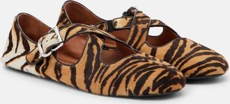 Alaia Alaïa Tiger-print calf hair ballet flats