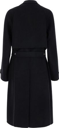 Gucci Mens Black Single-Breasted Wool Coat With Belt