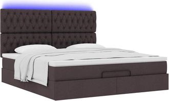 vidaXL Estructura Cama Otomana Colch&oacute;n Tela Marr&oacute;n Oscuro 160x200 Cm Vidaxl