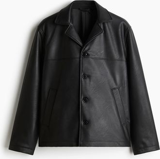 H&M Shacket mit Coating in Regular Fit - Schwarz