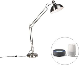 QAZQA Smart Floor Lamp Steel Incl. Wifi A60 - Hobby