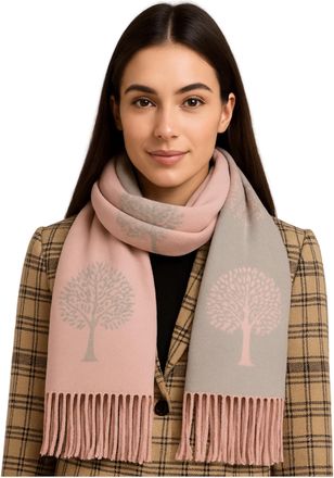 World of Shawls WINTER WARMER Reversible Thick Long Mulberry Tree Print Fashion Scarf Blanket Wrap (Baby Pink/Silver)