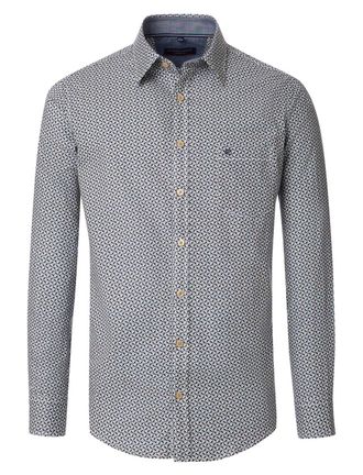 Casamoda Casa Moda overhemd donkerblauw printje borstzak katoen