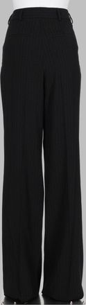 Saint Laurent Pinstripe Crepe Wool Blend Trousers - Black