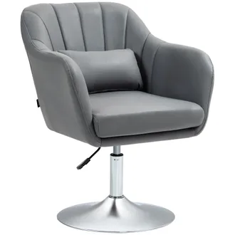 Mauro Ferretti Poltrona Relax Con Cuscini Lombari, Altezza Regolabile, Girevole A 360&deg;, Base In Metallo Grigio Scuro