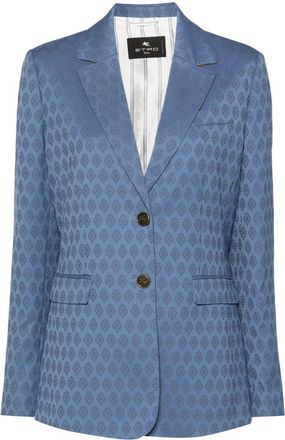 Etro patterned-jacquard wool blazer - women - Wool/Viscose/Acetate - 48 - Blue