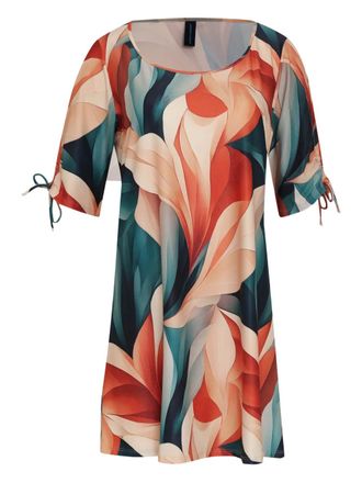 Lygia & Nanny Batuira gathered-sleeve floral-print mini dress - Orange