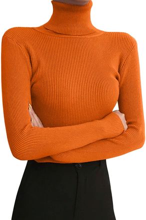 Generic High Neck Jumpers for Women UK Black Fitted Jumpers for Women UK Casual Knitted Sweaters Long Sleeve Roll Neck Tops Soft Warm Knitwear Long Sleeve Sof