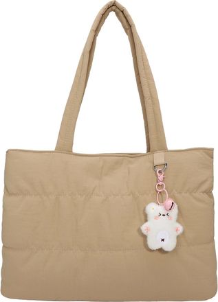 Generic Cymwer Women Quilted Tote Bag Large Shoulder Bag Work Bag for Travel Work (Khaki)