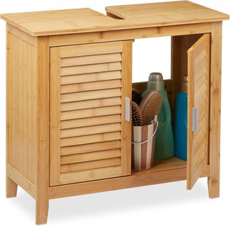 Relaxdays Relaxdays - Mueble De Ba&ntilde;o Bajo Lavabo De Bamb&uacute;, 60 X 67 X 30 Cm, 1 Compartimento Grande, 2 Puertas, Magn&eacute;ticas, Natural