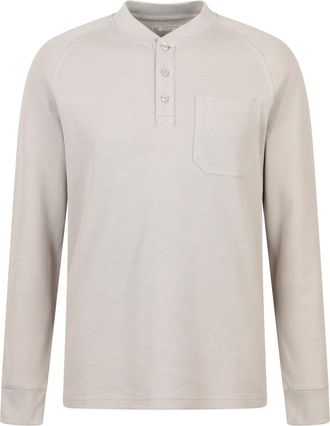 Mountain Warehouse Selby Mens Waffle Henley Tee - Cotton Lightweight Shirt - Autumn Winter Walking & Outdoors Dark Beige XL