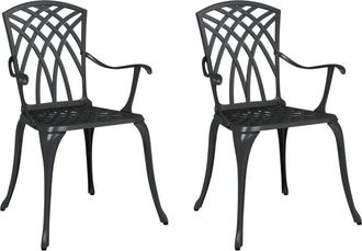 vidaXL Garden Chair 2 pcs Black 55 x 56.5 x 91cm Aluminium Vidaxl