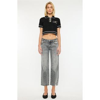 Kancan Chai Mid Rise Cropped Straight Jeans in Grey Wash at Nordstrom, Size 2527