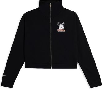 Freddy Felpa nera collo alto e zip comfort fit Mickey Mouse