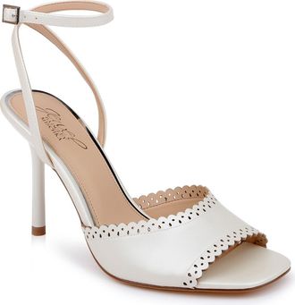 Badgley Mischka Bradee Faux Leather Ankle Strap Sandal in Ivory at Nordstrom, Size 9.5