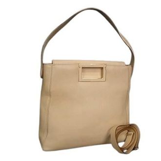 Ferragamo Light Beige Leather Handbag Shoulder Bag Tote Bag (Pre-Owned)