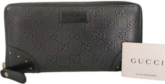 Gucci Black Pvc Leather Long Wallet (Bi-Fold) (Pre-Owned)