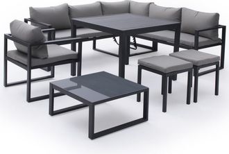 Happy Garden Conjunto jard&iacute;n 7 plazas en tejido gris y aluminio antracita
