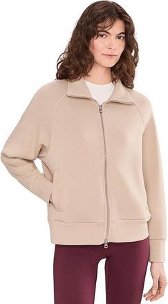 Varley Tyde Zip Through Sweat Womens Sweatshirt Light Taupe : XXS, Elastane/Polyester/Viscose