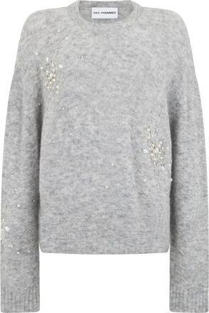 Des_Phemmes Maglione girocollo con cristalli decorativi - - Knitwear - Donna - Grigio - S