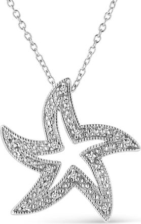House of Brilliance 925 Sterling Silver Prong-Set Diamond Accent Starfish 18 Pendant Necklace