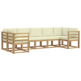 vidaXL Conjunto De Sof&aacute;s De Exterior Con Coj&iacute;n 7 Pcs Blanco Y Crema Vidaxl