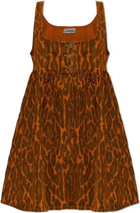 Ganni Vestido en Denim de Leopardo - Dresses - Mujer - Naranja - M