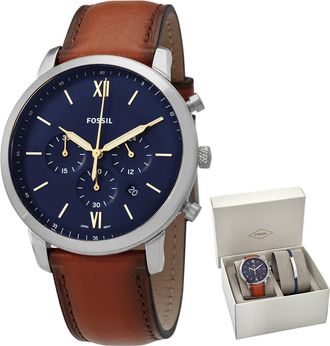 Fossil Neutra Chronograph Quartz Blue Dial Mens Watch Set FS5708SET