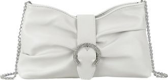 Girly HandBags Womens Diamante Buckle Cross Body Shoulder Bag Large White