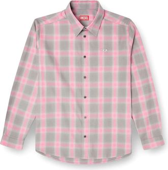 Diesel Roze Shirt met Logoborduursel - Heren - Casual Overhemden - Roze - XS - Katoen - Overhemden