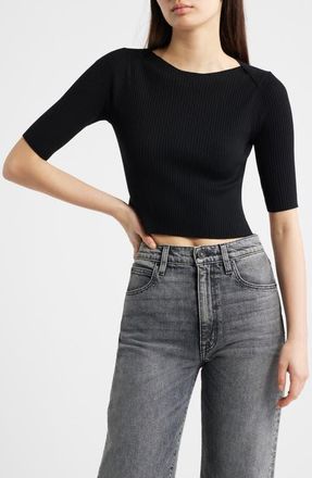 AllSaints Cruz Crop Rib Top in Black at Nordstrom, Size X-Small
