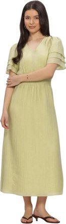 Freebird by Steven Wv-Structure-Voile-26-1 Dress - Dames - Casual kleedjes - Groen - S - Kleedjes