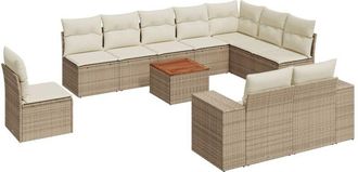 vidaXL Set De Sof&aacute;s De Jard&iacute;n 11pzas Con Cojines Rat&aacute;n Sint&eacute;tico Beige Vidaxl